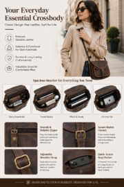 Vintage Leather Crossbody Bag, Purse - Image 6