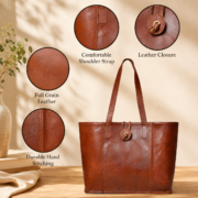 Leather Tote Bag, Shoulder, Handbag, Purse, Work Laptop Bag - Image 6