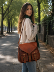 Vintage Leather Crossbody Bag, Purse - Image 4