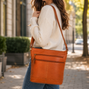 Women's Genuine Leather Crossbody Bag Vintage Shoulder Messenger Purse Brown - Image 3