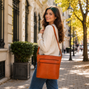 Women's Genuine Leather Crossbody Bag Vintage Shoulder Messenger Purse Brown - Image 4