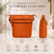 Women's Genuine Leather Crossbody Bag Vintage Shoulder Messenger Purse Brown - Image 8