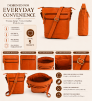 Women's Genuine Leather Crossbody Bag Vintage Shoulder Messenger Purse Brown - Image 9
