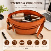 Women's Genuine Leather Crossbody Bag Vintage Shoulder Messenger Purse Brown - Image 5