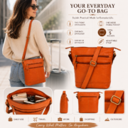 Women's Genuine Leather Crossbody Bag Vintage Shoulder Messenger Purse Brown - Image 10