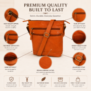 Women's Genuine Leather Crossbody Bag Vintage Shoulder Messenger Purse Brown - Image 6