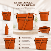Women's Genuine Leather Crossbody Bag Vintage Shoulder Messenger Purse Brown - Image 7