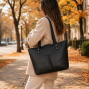 Women's Black Leather Tote Bag Large Work Office Laptop Shoulder Purse - Image 3