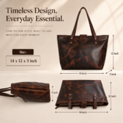 Women's Brown Leather Tote Bag Large Work Office Laptop Shoulder Purse Shopper - Image 6