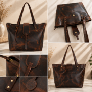 Women's Brown Leather Tote Bag Large Work Office Laptop Shoulder Purse Shopper - Image 5