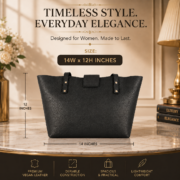 Women's Black Leather Tote Bag Large Work Office Laptop Shoulder Purse - Image 7