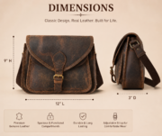 Vintage Leather Crossbody Bag, Purse - Image 4