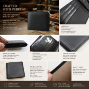 Leather Wallet Bifold 15 Compartment - Image 4
