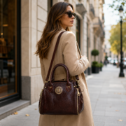 Genuine Leather Women's Satchel Handbag Crossbody Shoulder Tote Purse Brown Bag - Image 5