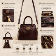 Genuine Leather Women's Satchel Handbag Crossbody Shoulder Tote Purse Brown Bag - Image 8