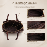 Genuine Leather Women's Satchel Handbag Crossbody Shoulder Tote Purse Brown Bag - Image 9