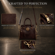 Genuine Leather Women's Satchel Handbag Crossbody Shoulder Tote Purse Brown Bag - Image 10