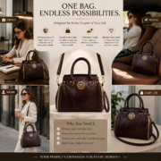 Genuine Leather Women's Satchel Handbag Crossbody Shoulder Tote Purse Brown Bag - Image 11