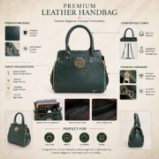 Genuine Leather Women's Satchel Handbag Crossbody Shoulder Tote Purse Green Bag - Image 8
