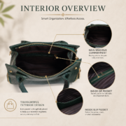 Genuine Leather Women's Satchel Handbag Crossbody Shoulder Tote Purse Green Bag - Image 9