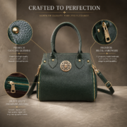 Genuine Leather Women's Satchel Handbag Crossbody Shoulder Tote Purse Green Bag - Image 10