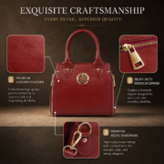 Genuine Leather Women's Satchel Handbag Crossbody Shoulder Tote Purse Brown Bag - Image 9
