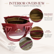 Genuine Leather Women's Satchel Handbag Crossbody Shoulder Tote Purse Brown Bag - Image 10