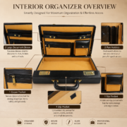 Genuine Leather Executive Briefcase Attache Case Dual Combination Lock Black 16 - Image 8