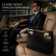 Genuine Leather Executive Briefcase Attache Case Dual Combination Lock Black 16 - Image 12