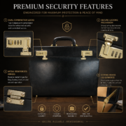 Genuine Leather Executive Briefcase Attache Case Dual Combination Lock Black 16 - Image 9