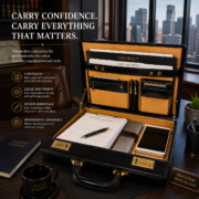 Genuine Leather Executive Briefcase Attache Case Dual Combination Lock Black 16 - Image 10