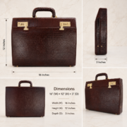 Genuine Leather Executive Briefcase Attache Case Dual Combination Lock Black 16 - Image 5