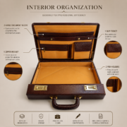 Genuine Leather Executive Briefcase Attache Case Dual Combination Lock Black 16 - Image 8