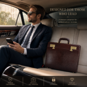 Genuine Leather Executive Briefcase Attache Case Dual Combination Lock Black 16 - Image 12
