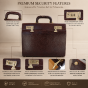Genuine Leather Executive Briefcase Attache Case Dual Combination Lock Black 16 - Image 9