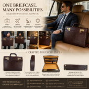 Genuine Leather Executive Briefcase Attache Case Dual Combination Lock Black 16 - Image 11