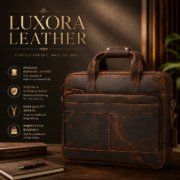 15" Full Grain Leather Laptop Bag Messenger Briefcase Work Office Shoulder Bag - Image 2