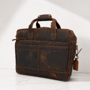 15" Full Grain Leather Laptop Bag Messenger Briefcase Work Office Shoulder Bag