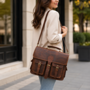 Vintage Leather Work Bag, Office Bag, College Bag, Travel Messenger, Laptop Bag - Image 6