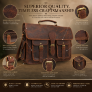 Vintage Leather Work Bag, Office Bag, College Bag, Travel Messenger, Laptop Bag - Image 9