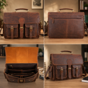 Vintage Leather Work Bag, Office Bag, College Bag, Travel Messenger, Laptop Bag - Image 4