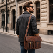 Vintage Leather Work Bag, Office Bag, College Bag, Travel Messenger, Laptop Bag - Image 11