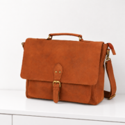 16" Genuine Leather Messenger Laptop Bag Briefcase Office Work Shoulder Satchel