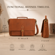 16" Genuine Leather Messenger Laptop Bag Briefcase Office Work Shoulder Satchel - Image 4