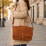 16" Genuine Leather Messenger Laptop Bag Briefcase Office Work Shoulder Satchel - Image 6
