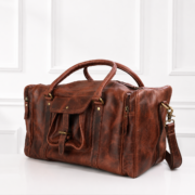 Full Grain Leather Duffle Bag Travel Weekender Overnight Gym Carry On Bag