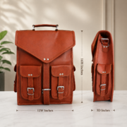 Vintage Leather Laptop Backpack Messenger Bag 16" Convertible Rucksack Satchel - Image 5
