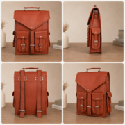 Vintage Leather Laptop Backpack Messenger Bag 16" Convertible Rucksack Satchel - Image 4