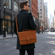 16" Genuine Leather Messenger Laptop Bag Briefcase Office Work Shoulder Satchel - Image 5