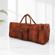 32" Large Vintage Genuine Leather Duffle Bag, Carry On Travel Bag, Overnight Bag
